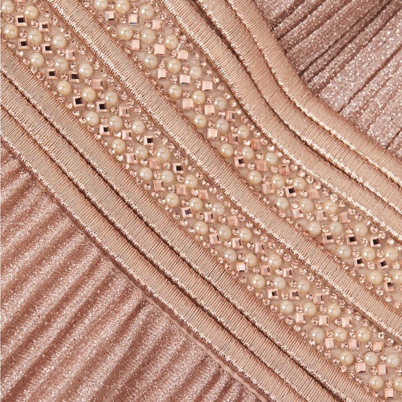 Mac Duggal | Shimmering Metallic Pleated Ballgown In Rose Gold Size 4 NEW #30700 - Picture 15 of 16